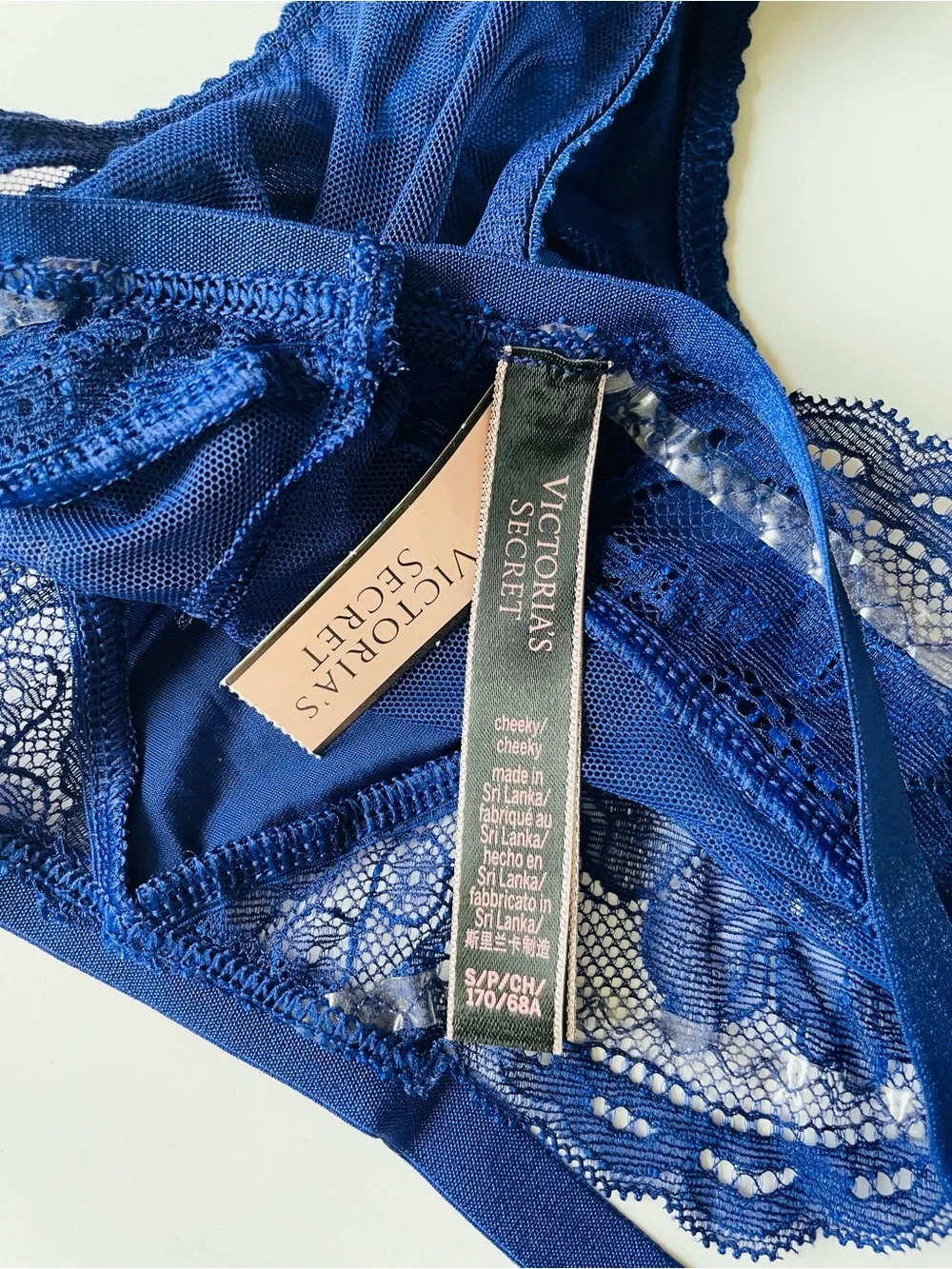 SMALL Victoria’s Secret navy blue bralette bra set cheeky panties